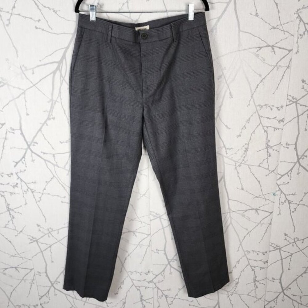 Goodthreads Gray Plaid Cotton Stretch Straight Leg Trousers